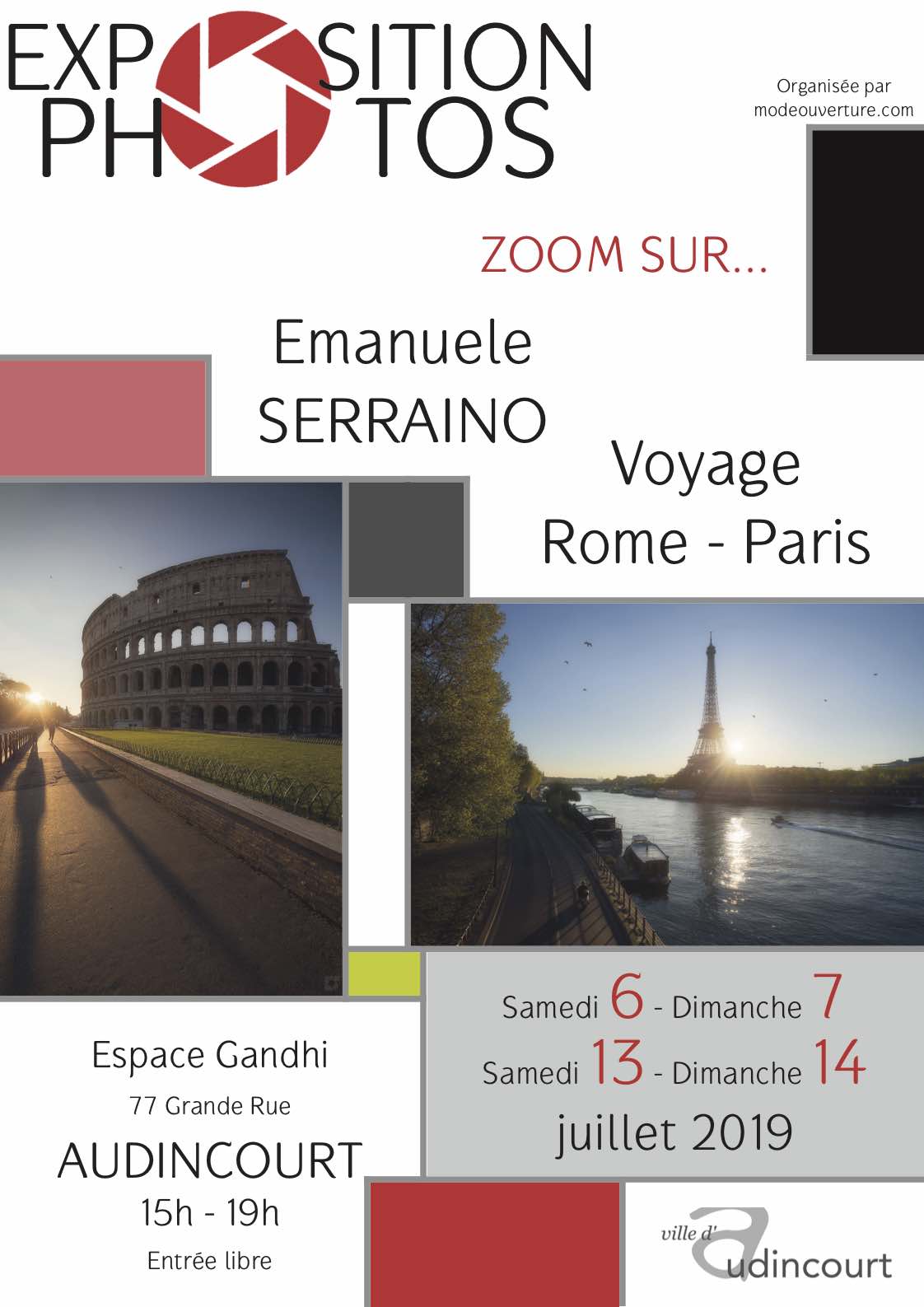Affiche juillet 2019 Voyage Rome Paris par Emanuele Serraino